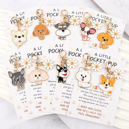 10 Cute Cartoon Puppy Keychains—2D Animal-Themed Keychains, Bag Decoration Pendants, with Inspirational Greeting Cards; Perfect Gift for Dog Lovers, Suitable for Holidays, Birthdays, and Parties, Unisex, Party Favors, Fun Keychain Design, Lightweight Key