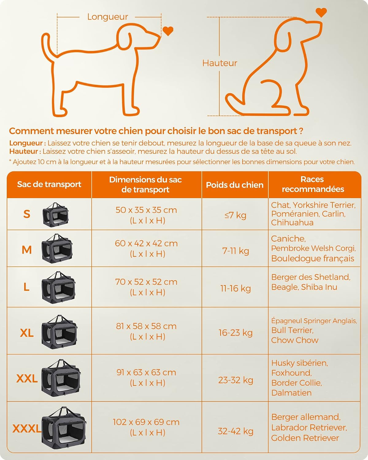 Sac Transport Chat Chien, Caisse Pliable Animaux De Companie, Taille L, Tissu Oxford, Filet, Respirant, Portable, Cadre En Métal, Avec Poignées Et Pochettes, 70 X 52 X 52 Cm, Gris
