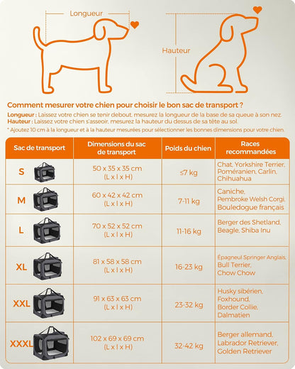 Sac Transport Chat Chien, Caisse Pliable Animaux De Companie, Taille L, Tissu Oxford, Filet, Respirant, Portable, Cadre En Métal, Avec Poignées Et Pochettes, 70 X 52 X 52 Cm, Gris
