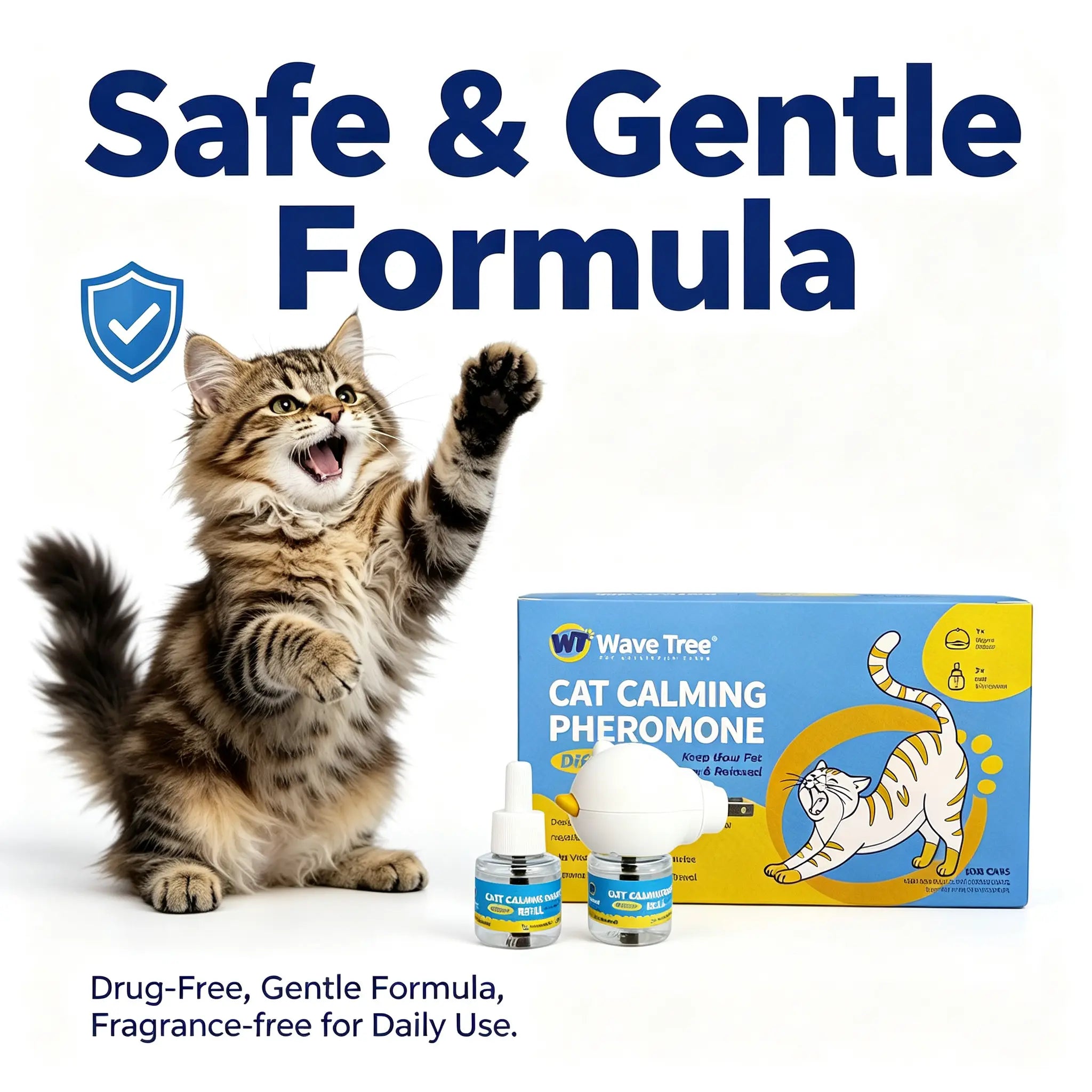 Wavetree Cat Calming Diffuser Kit (60-Day Supply) - Starter Kit + 1 Refill | Helps Support Cats with Stress, Urine Marking, Scratching, Excessive Meowing & Multi-Cat Stress | Results May Vary | Dealsforyoudays