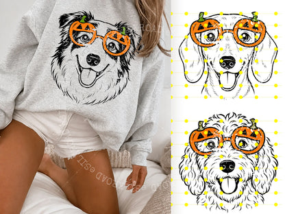Custom 50+ Dog Breeds Halloween Sweatshirt, Funny Spooky Puppy Graphic Tee, Trick-Or-Treat Dog Tee, Cute Halloween Dog Lover T-Shirt, Unisex Sweaters, Ash Grey Color - AL