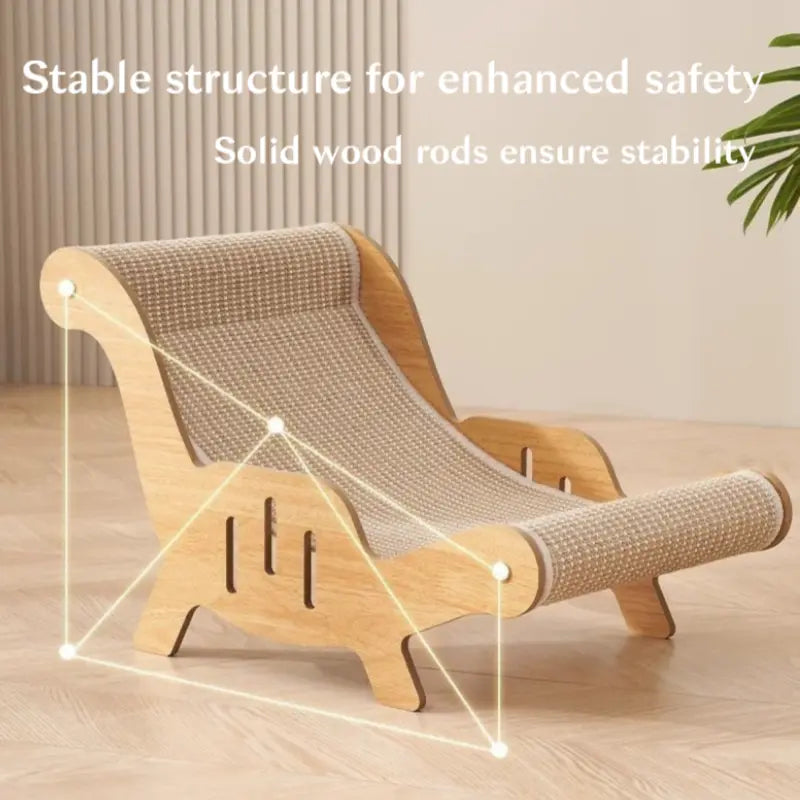2-In-1 Sisal Cat Scratcher with Hammock & Lounge Chair No Shedding XL Size Breathable Durable All-Season Cat Bed for Claw Sharpening & Rest