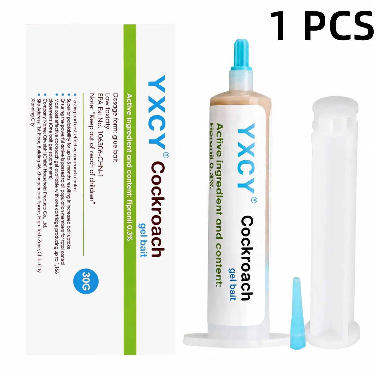 YXCY 30G Cockroach Gel Bait, Effective Cockroach Killer,Roach Repellent,Indoor &Outdoor Roach Killer for German & American Roaches, Gel Repellent with Plunger & Precision Tip