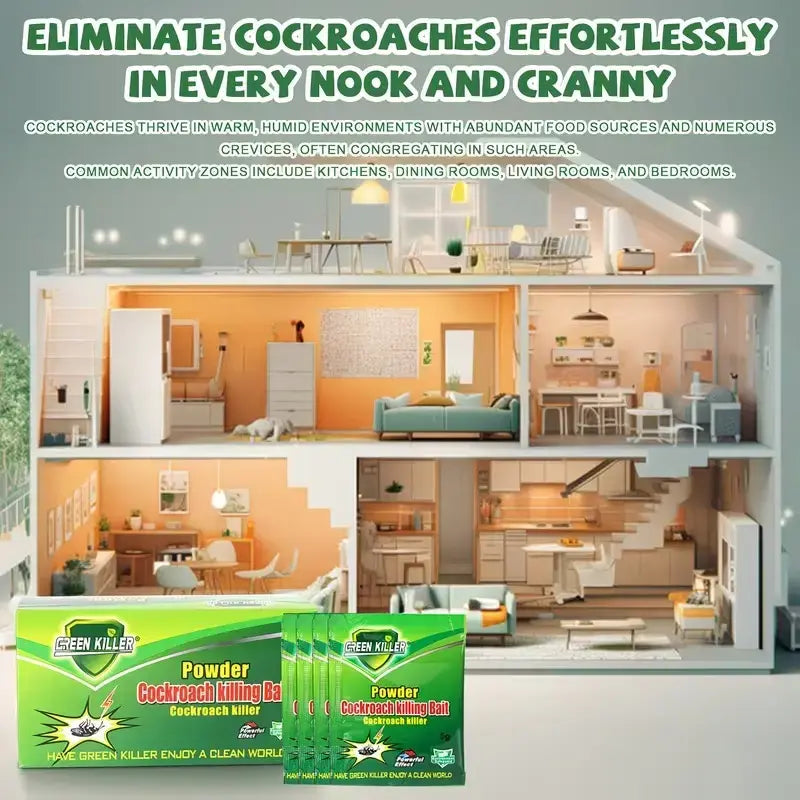 50 Packets of High-Efficiency Cockroach Bait Powder, a Fast-Acting Indoor Cockroach Killer—Completely Eliminates Cockroach Nests and Colonies, Suitable for Kitchens and Enclosed Spaces.,Dorm Essentials,Home Essentials
