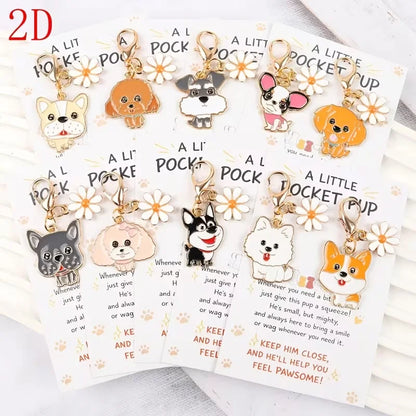 10 Cute Cartoon Puppy Keychains—2D Animal-Themed Keychains, Bag Decoration Pendants, with Inspirational Greeting Cards; Perfect Gift for Dog Lovers, Suitable for Holidays, Birthdays, and Parties, Unisex, Party Favors, Fun Keychain Design, Lightweight Key