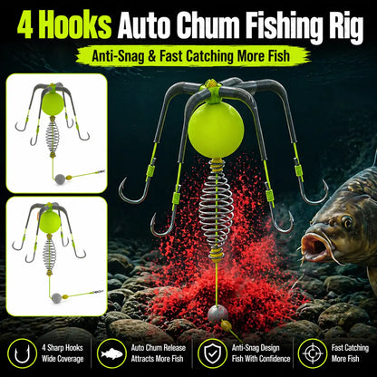 Bait Cage Feeder Rig with Explosion Style Floating Hooks, Anti-Snag Off-Bottom Accessories with Stable Lead Weight for Carp & Catfish, Fishing Accessories, Carp Fishing Setup, round Weights, Fishing Equipment Accessories