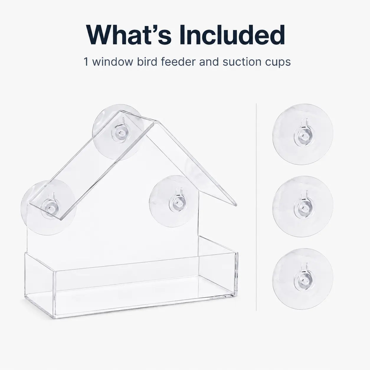 Clear Window Bird Feeder with Suction Cups, House-Shaped Wild Bird Feeding Tray for Window Bird Watching