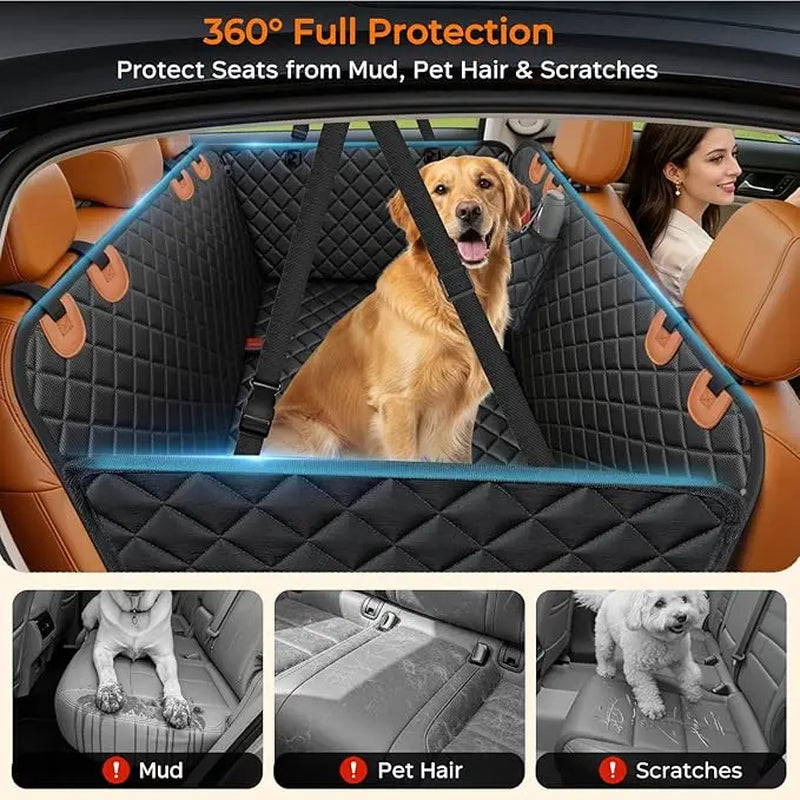 Dog Car Seat Cover - Universal Fit, Waterproof Fabric, Scratchproof, Non-Slip, Washable Pet Back Seat Travel Mat, All Seasons