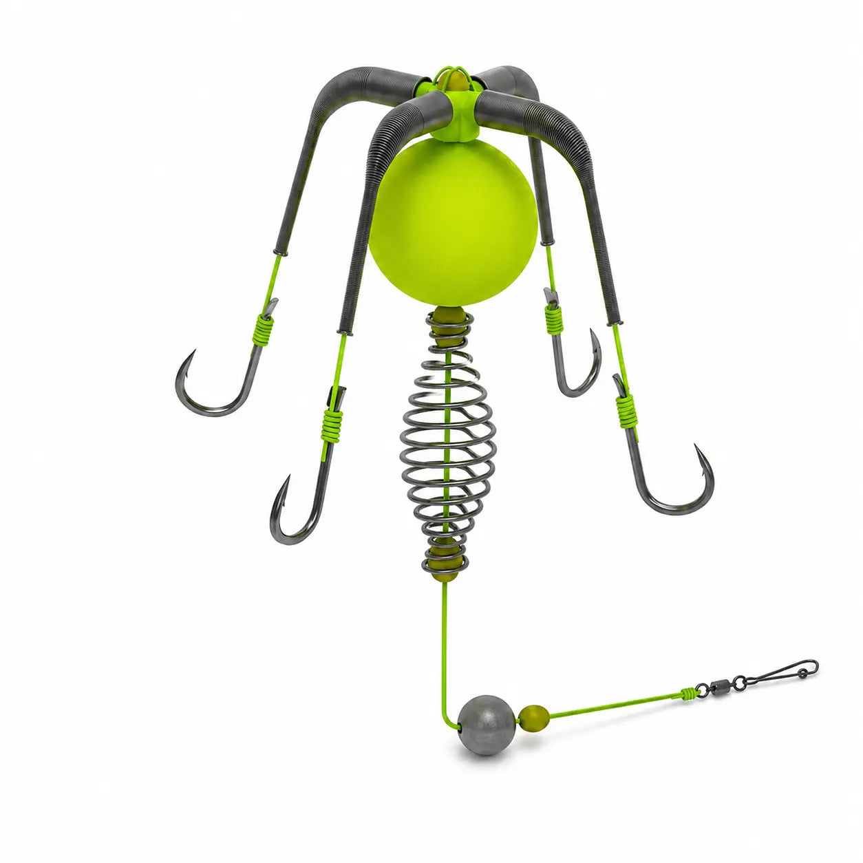 Bait Cage Feeder Rig with Explosion Style Floating Hooks, Anti-Snag Off-Bottom Accessories with Stable Lead Weight for Carp & Catfish, Fishing Accessories, Carp Fishing Setup, round Weights, Fishing Equipment Accessories