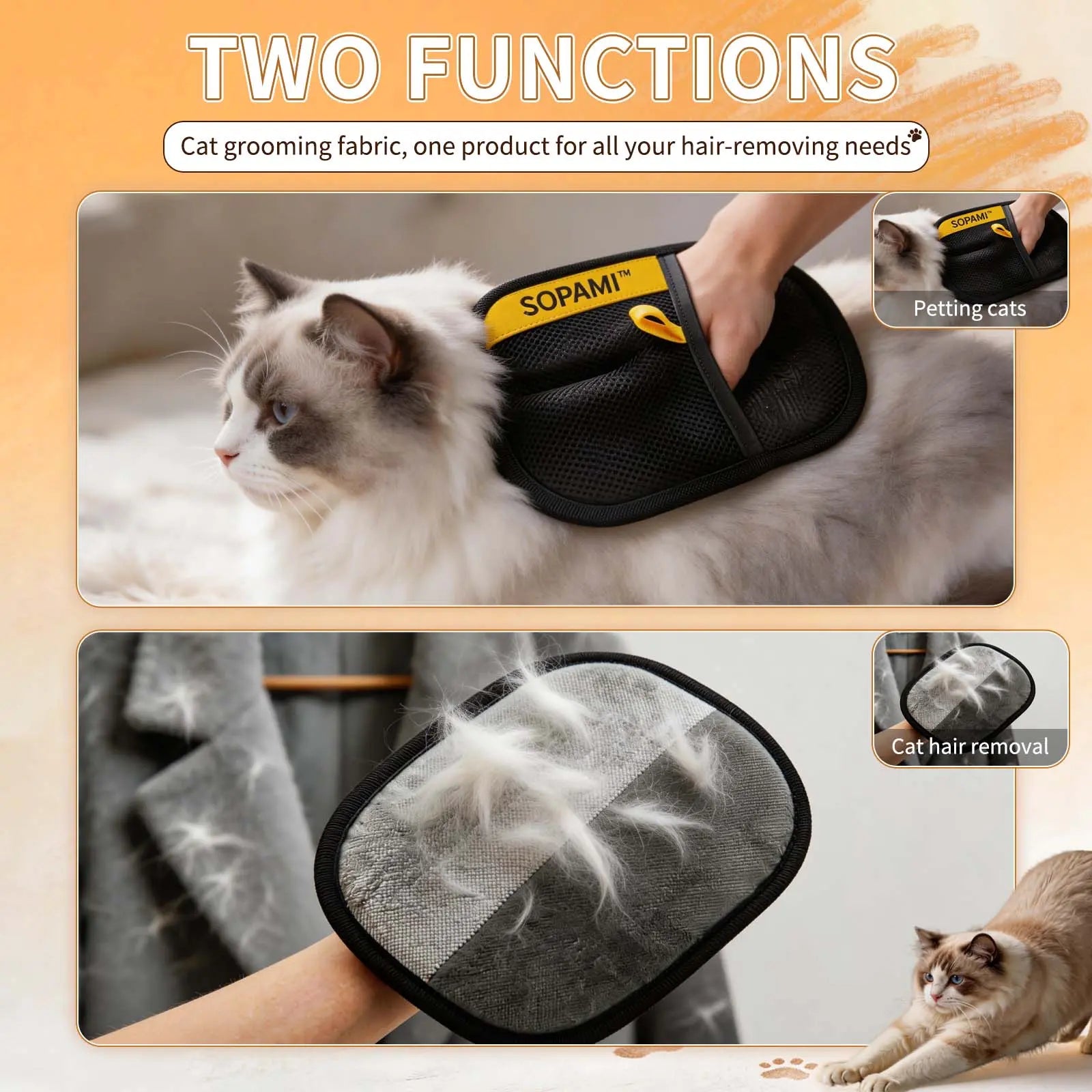 Pet Hair Remover Glove for Clothes and Furniture, Reusable Lint Cleaning Tool-