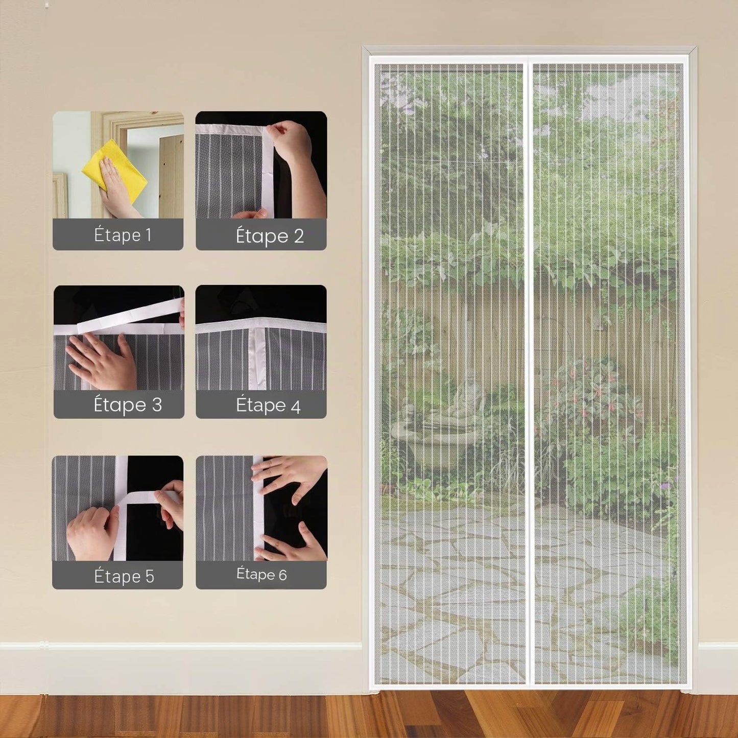 Moustiquaire Porte Fenêtre 90X210Cm, Fermeture Automatique, Blanc | Rideau Porte Moustiquaire Magnétique, Maillage Ultra Fin, Protection Efficace Contre Les Moustiques, Installer Sans Perçage