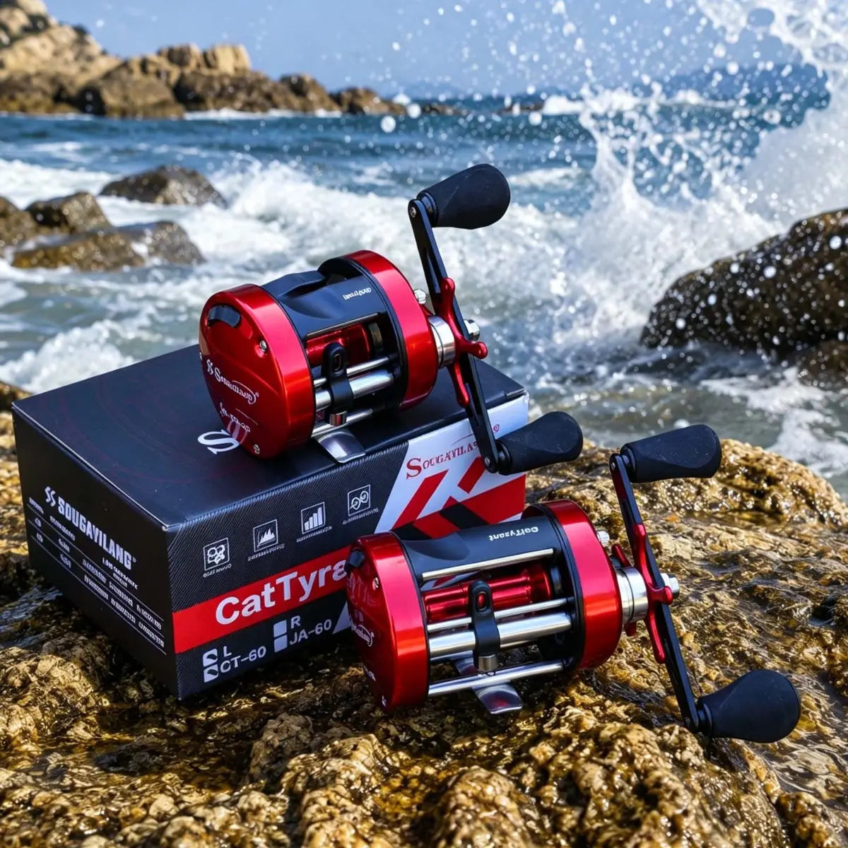 Cattyrant round Low Profile Baitcasting Reel - Centrifugal Brake, 5+1 Bearings, Aluminum Alloy, Oversize Grip, Precision Design - Ideal for Freshwater Catfish Anglers