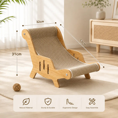 2-In-1 Sisal Cat Scratcher with Hammock & Lounge Chair No Shedding XL Size Breathable Durable All-Season Cat Bed for Claw Sharpening & Rest