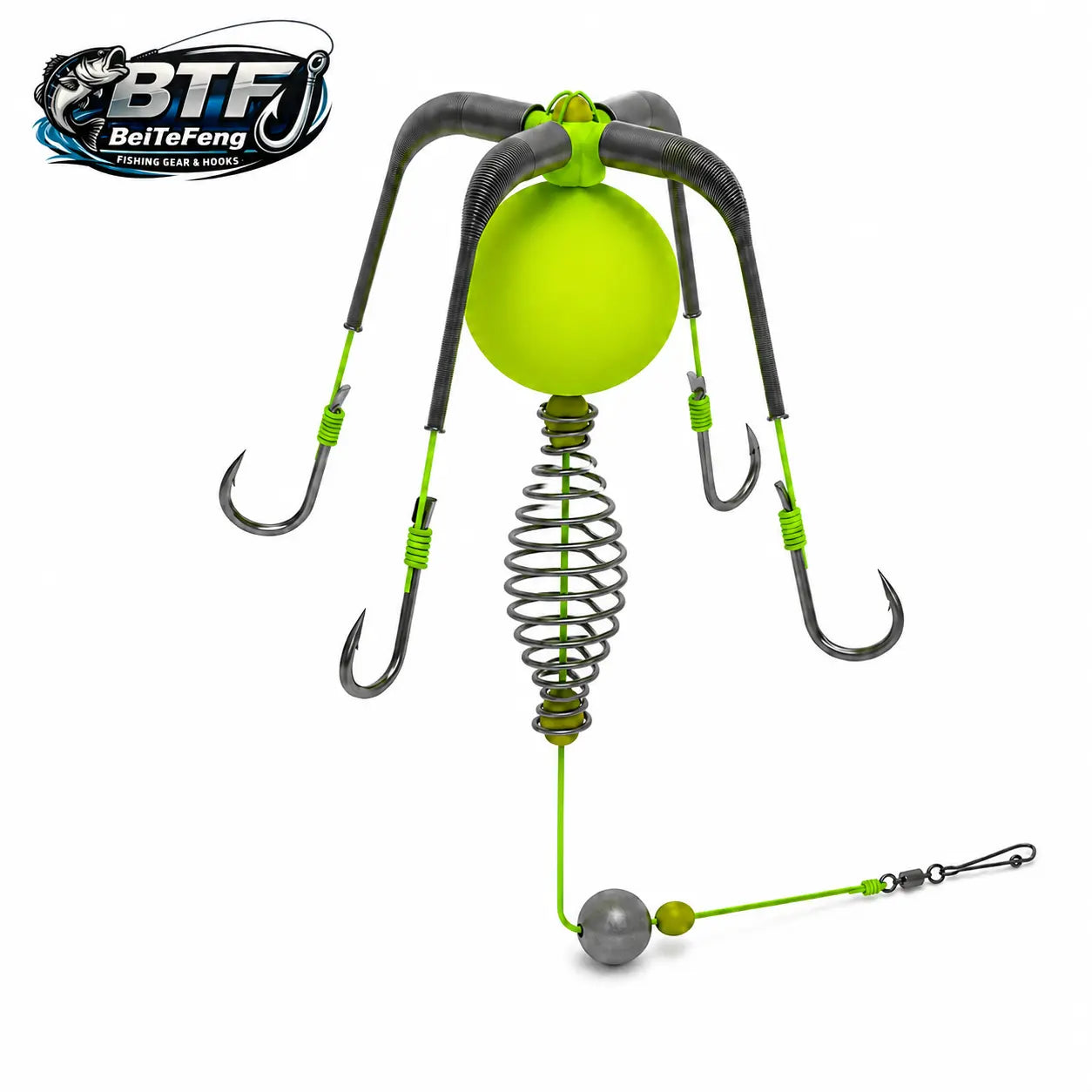 Bait Cage Feeder Rig with Explosion Style Floating Hooks, Anti-Snag Off-Bottom Accessories with Stable Lead Weight for Carp & Catfish, Fishing Accessories, Carp Fishing Setup, round Weights, Fishing Equipment Accessories