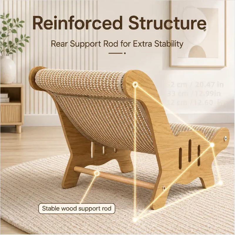 2-In-1 Sisal Cat Scratcher with Hammock & Lounge Chair No Shedding XL Size Breathable Durable All-Season Cat Bed for Claw Sharpening & Rest