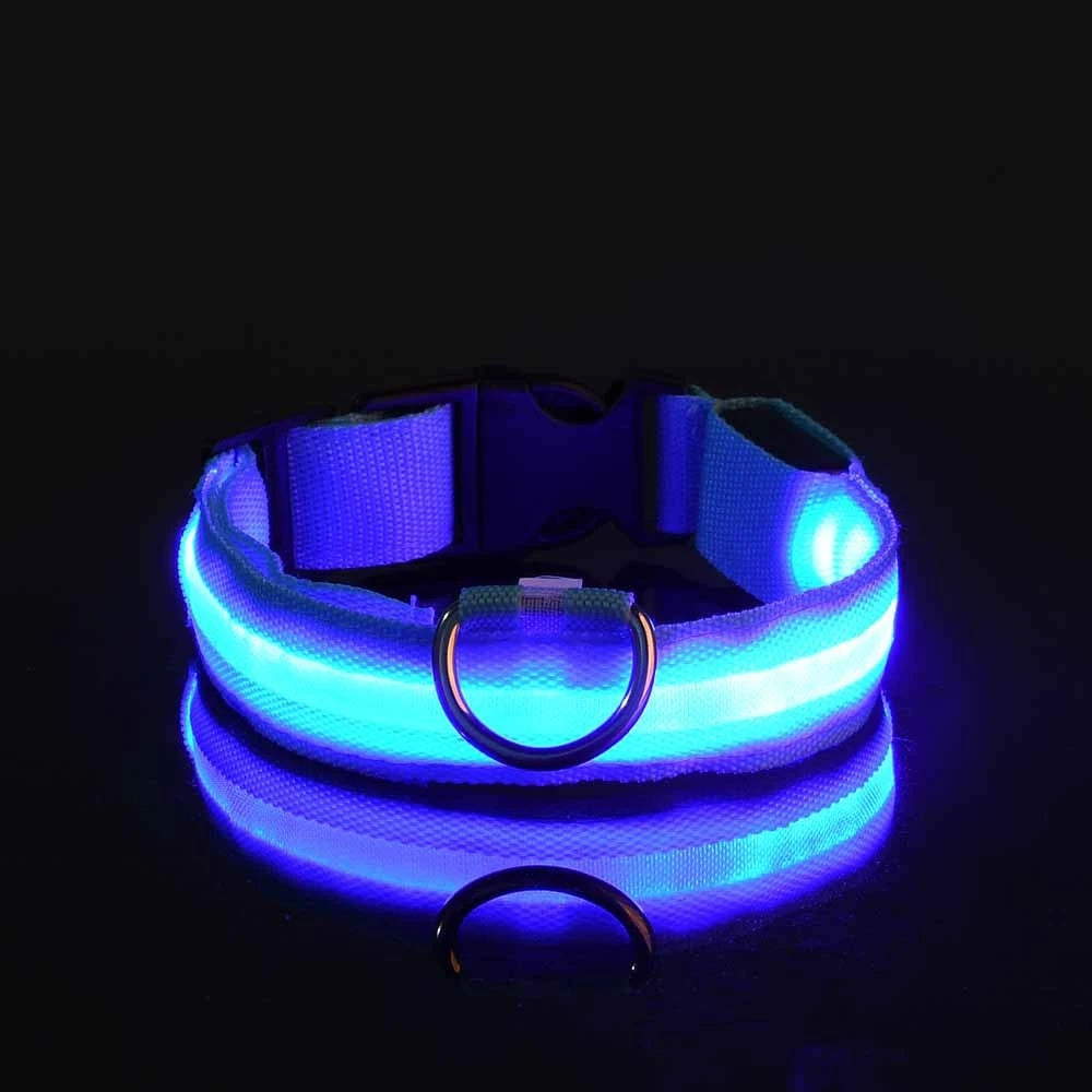 Nylon LED Night Safety Flashing Glow-in-the-Dark Dog Leash Luminous Fluorescent Pet Dog Collar