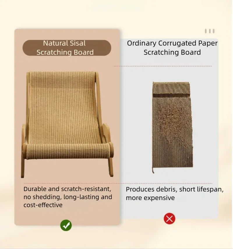 2-In-1 Sisal Cat Scratcher with Hammock & Lounge Chair No Shedding XL Size Breathable Durable All-Season Cat Bed for Claw Sharpening & Rest