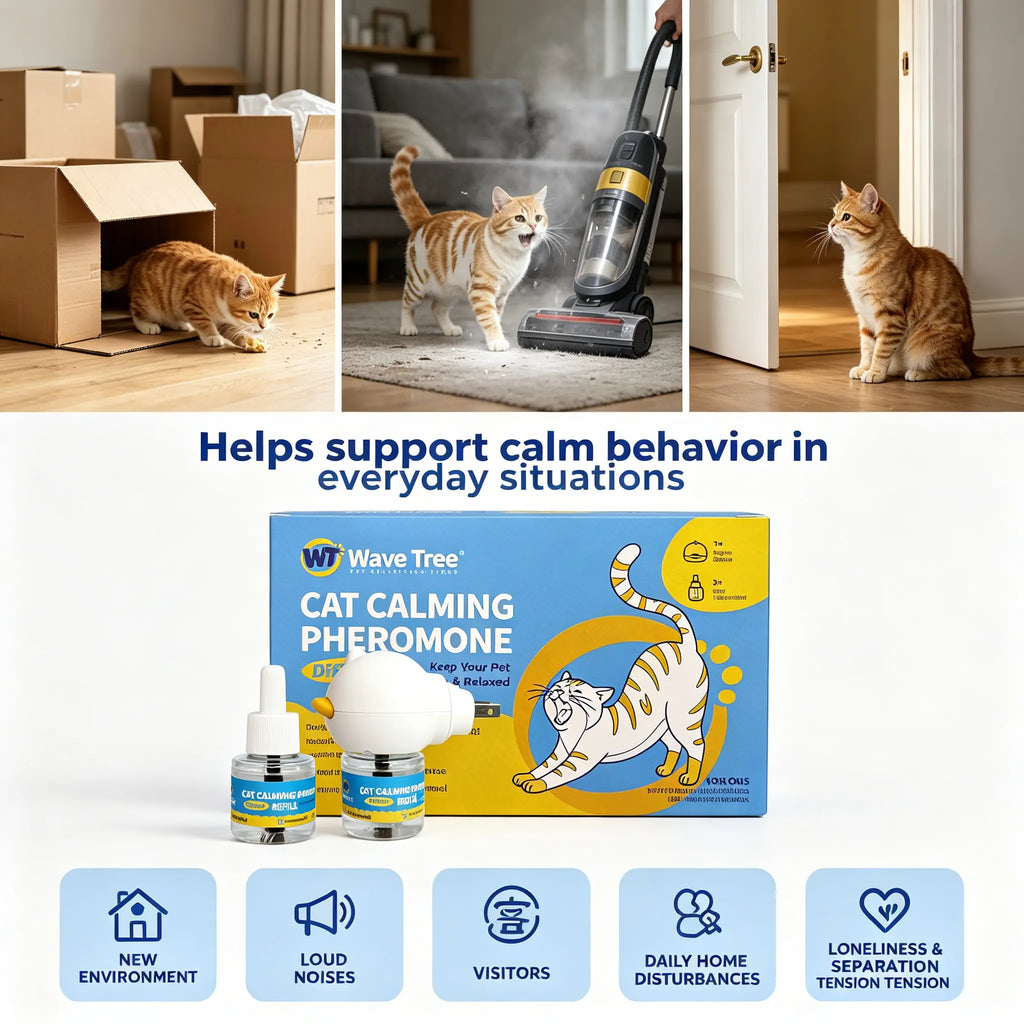 Wavetree Cat Calming Diffuser Kit (60-Day Supply) - Starter Kit + 1 Refill | Helps Support Cats with Stress, Urine Marking, Scratching, Excessive Meowing & Multi-Cat Stress | Results May Vary | Dealsforyoudays