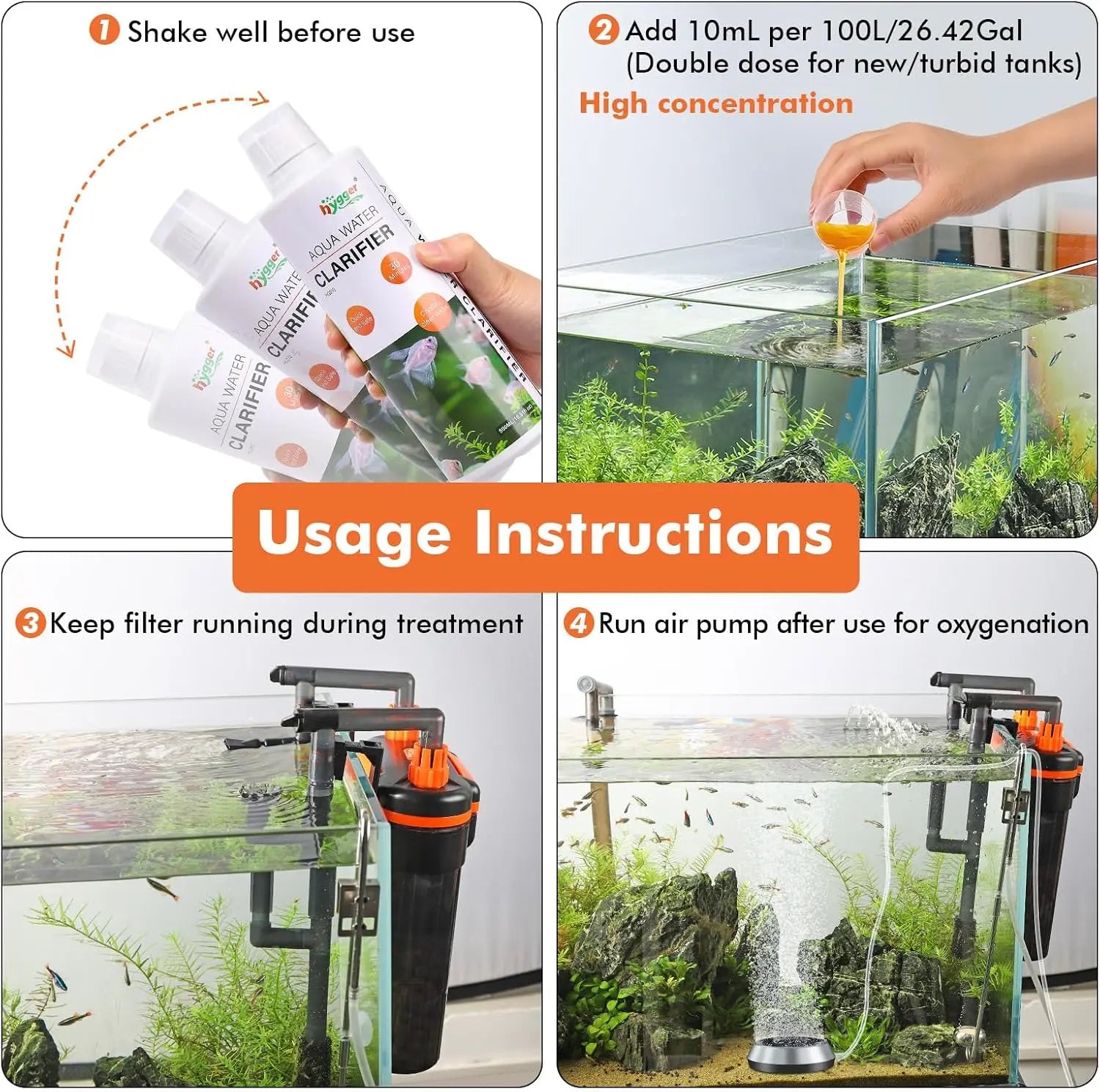 Hygger Aquarium Water Clarifier, Water Clarifier for Fish Tank, Clears Cloudy Water for Freshwater and Saltwater Tanks
