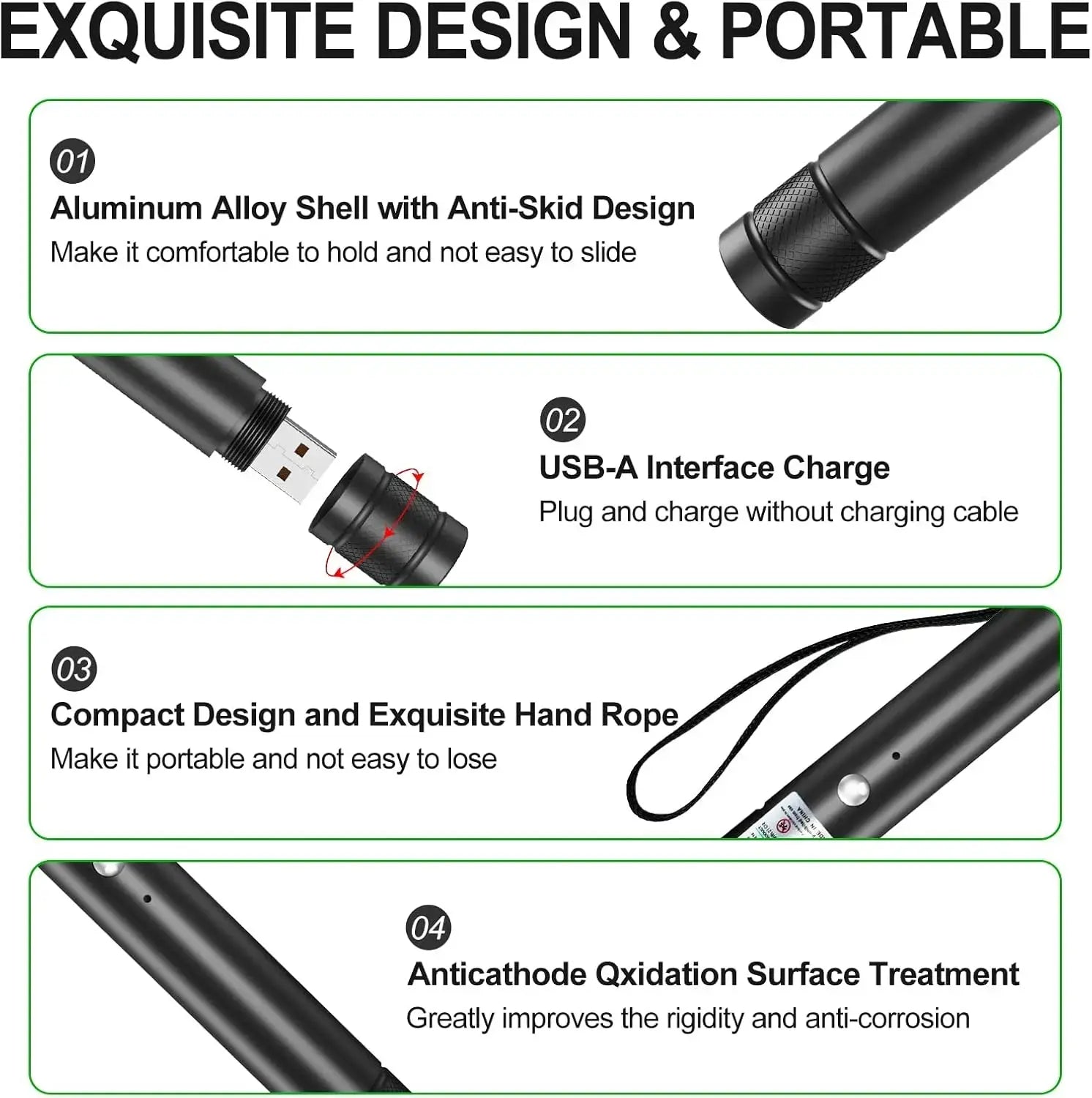 Rechargeable Green Laser Pointer/ Line Light Flashlight Long Distance Range for TV/LED/LCD Screens Flashlights Presentation, Laser Pointer Toy，Office / Outdoors / Cat/Astronomic / Construction Pet Supplies Cat Toy Petlovers