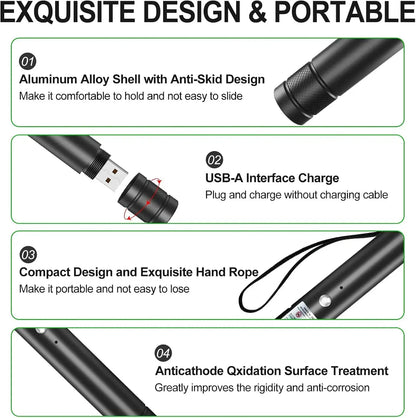 Rechargeable Green Laser Pointer/ Line Light Flashlight Long Distance Range for TV/LED/LCD Screens Flashlights Presentation, Laser Pointer Toy，Office / Outdoors / Cat/Astronomic / Construction Pet Supplies Cat Toy Petlovers