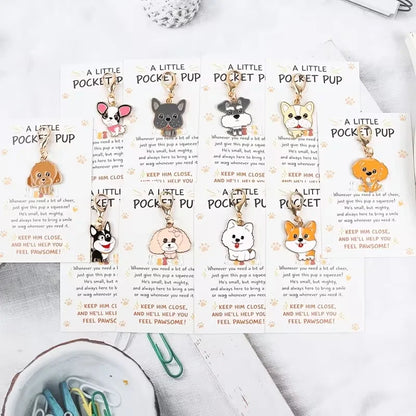 10 Cute Cartoon Puppy Keychains—2D Animal-Themed Keychains, Bag Decoration Pendants, with Inspirational Greeting Cards; Perfect Gift for Dog Lovers, Suitable for Holidays, Birthdays, and Parties, Unisex, Party Favors, Fun Keychain Design, Lightweight Key