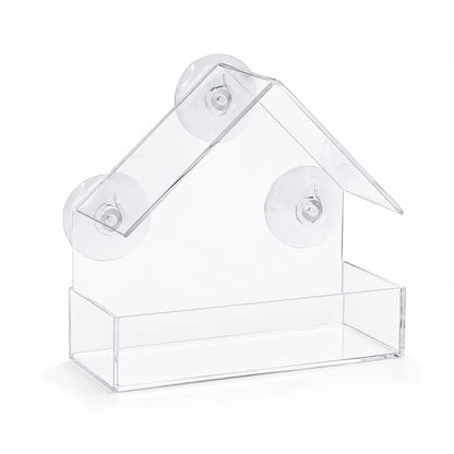 Clear Window Bird Feeder with Suction Cups, House-Shaped Wild Bird Feeding Tray for Window Bird Watching