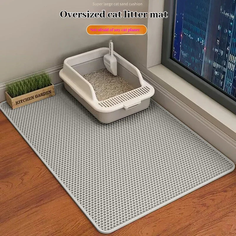 Extra Large Cat Litter Mat Heavy Duty Waterproof 2 Layer Non Slip Washable Pet Floor Protector Litter Box Sand Stopper