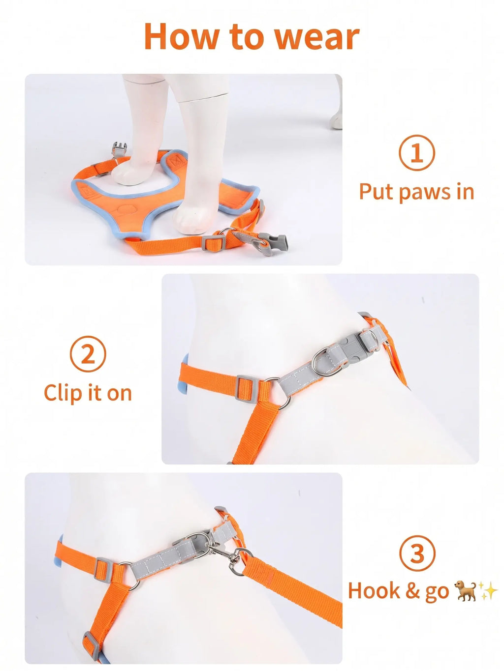 2 Pack Adjustable Pet Harness & Leash Set, Soft Suede Vest, Durable & Reflective, No-Tangle Leash for Easy Walking, Ideal for Daily Walks & Night Outdoor Use