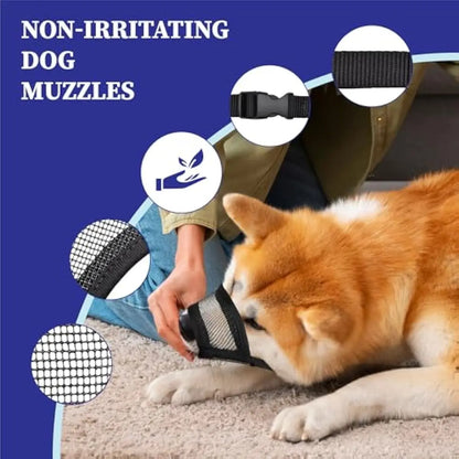 Dog Muzzle for Varies Dogs - Air Mesh Muzzle for Varies Sized Dog | Adjustable No Bark Dogs Muzzles for Scavenging Licking & Chewing | Prevent Biting |,Back to School