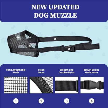 Dog Muzzle for Varies Dogs - Air Mesh Muzzle for Varies Sized Dog | Adjustable No Bark Dogs Muzzles for Scavenging Licking & Chewing | Prevent Biting |,Back to School