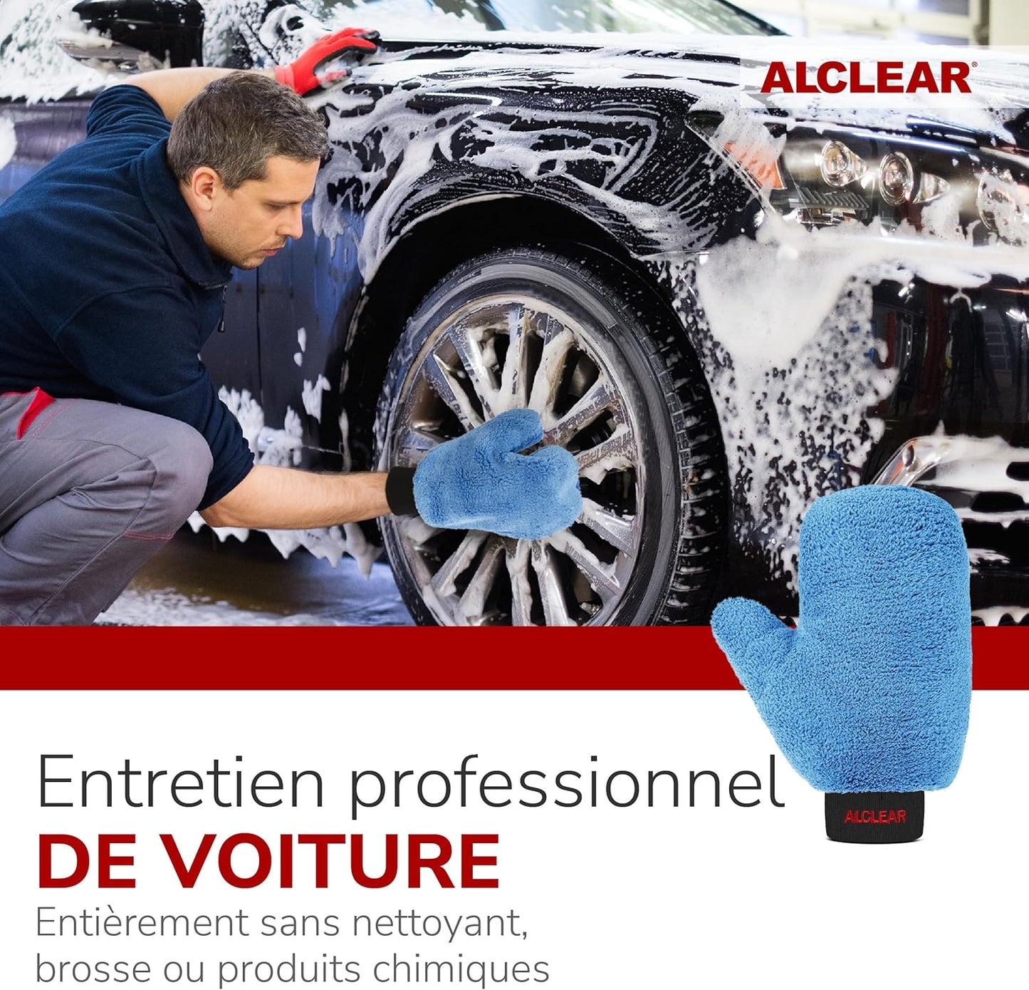 950013B Gant Microfibre Jantes 26×12 Cm, Absorbant, Sans Rayures | Gant De Nettoyage Pour Jantes Alu, Enjoliveurs Et Rayons, Pour Lavage Et Entretien Auto, Marque Allemande De Qualité