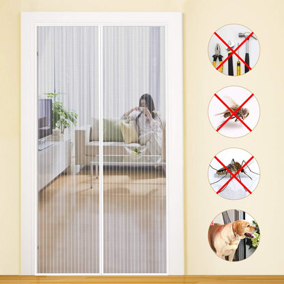 Moustiquaire Porte Fenêtre 90X210Cm, Fermeture Automatique, Blanc | Rideau Porte Moustiquaire Magnétique, Maillage Ultra Fin, Protection Efficace Contre Les Moustiques, Installer Sans Perçage