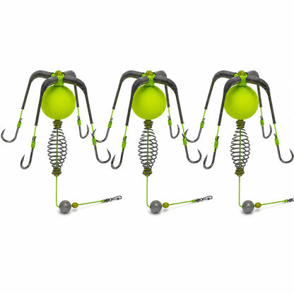 Bait Cage Feeder Rig with Explosion Style Floating Hooks, Anti-Snag Off-Bottom Accessories with Stable Lead Weight for Carp & Catfish, Fishing Accessories, Carp Fishing Setup, round Weights, Fishing Equipment Accessories