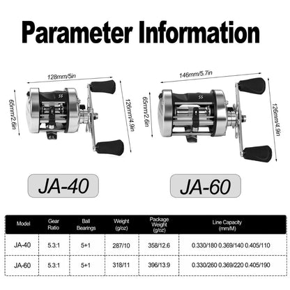Cattyrant round Low Profile Baitcasting Reel - Centrifugal Brake, 5+1 Bearings, Aluminum Alloy, Oversize Grip, Precision Design - Ideal for Freshwater Catfish Anglers