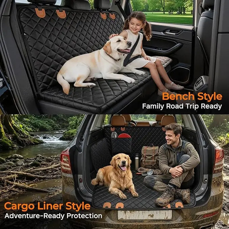 Dog Car Seat Cover - Universal Fit, Waterproof Fabric, Scratchproof, Non-Slip, Washable Pet Back Seat Travel Mat, All Seasons