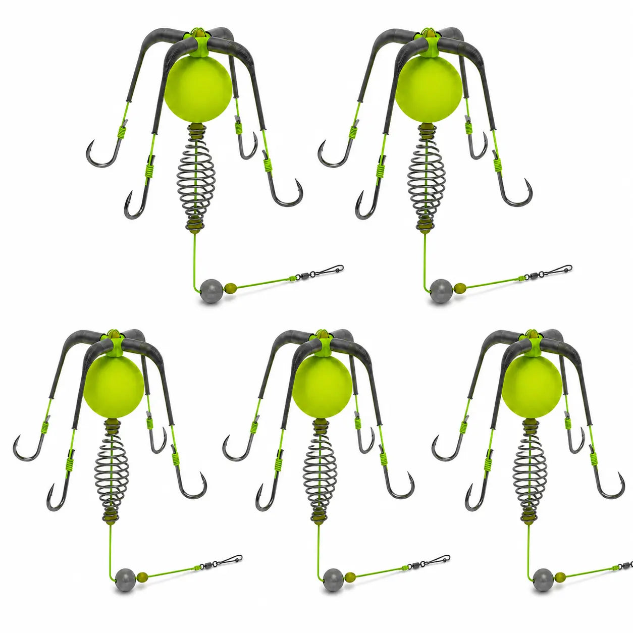 Bait Cage Feeder Rig with Explosion Style Floating Hooks, Anti-Snag Off-Bottom Accessories with Stable Lead Weight for Carp & Catfish, Fishing Accessories, Carp Fishing Setup, round Weights, Fishing Equipment Accessories