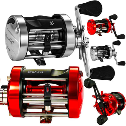 Cattyrant round Low Profile Baitcasting Reel - Centrifugal Brake, 5+1 Bearings, Aluminum Alloy, Oversize Grip, Precision Design - Ideal for Freshwater Catfish Anglers