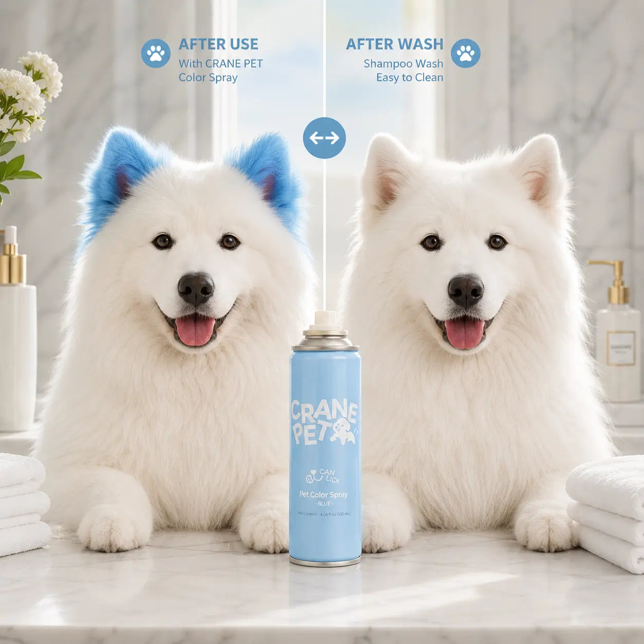 Crane Lunexis Pet Hair Color Spray Can - Dog & Cat Grooming Coating Agent, Safe, Non-Toxic, Easy Application, Easily Removed via Shampoo Wash-Off, Ideal for Festivals, Halloween