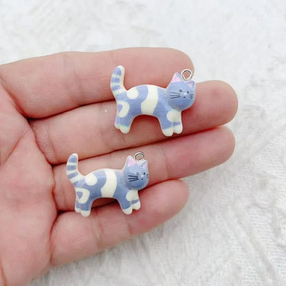 10pcs resin cartoon cat animal jewelry pendant DIY cute little cat pet earrings necklace keychain accessories