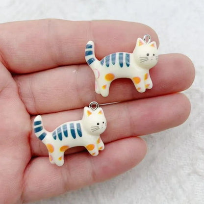 10pcs resin cartoon cat animal jewelry pendant DIY cute little cat pet earrings necklace keychain accessories