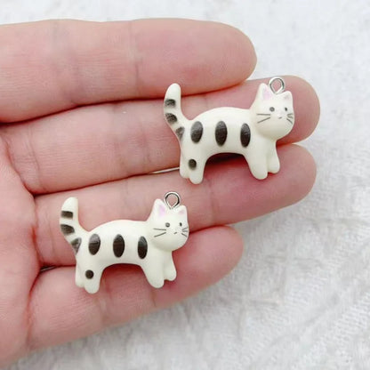 10pcs resin cartoon cat animal jewelry pendant DIY cute little cat pet earrings necklace keychain accessories