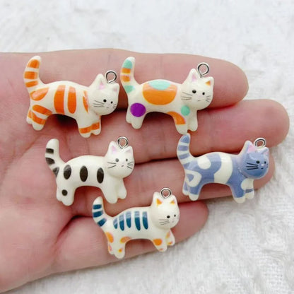 10pcs resin cartoon cat animal jewelry pendant DIY cute little cat pet earrings necklace keychain accessories