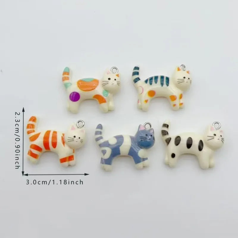 10pcs resin cartoon cat animal jewelry pendant DIY cute little cat pet earrings necklace keychain accessories