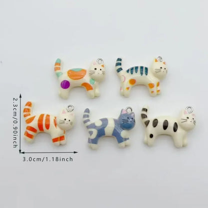 10pcs resin cartoon cat animal jewelry pendant DIY cute little cat pet earrings necklace keychain accessories