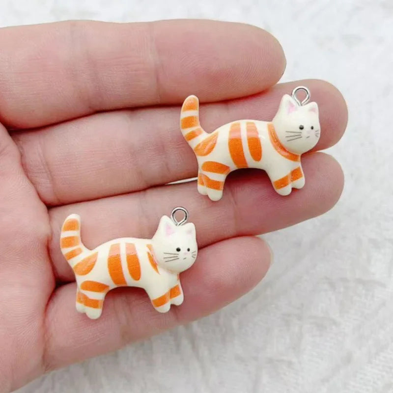 10pcs resin cartoon cat animal jewelry pendant DIY cute little cat pet earrings necklace keychain accessories